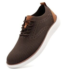 VILOCY Men's Brown Casual Business Mesh Breathable Oxford Sneakers -11W 44 EUR W